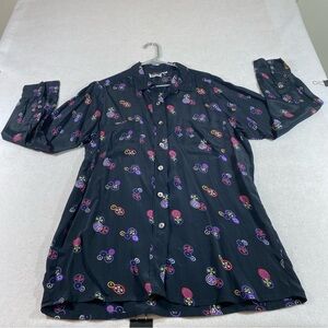 Chicos Design Button Down Shirt Blouse 2X Long Sleeve Chinese Flowy Top